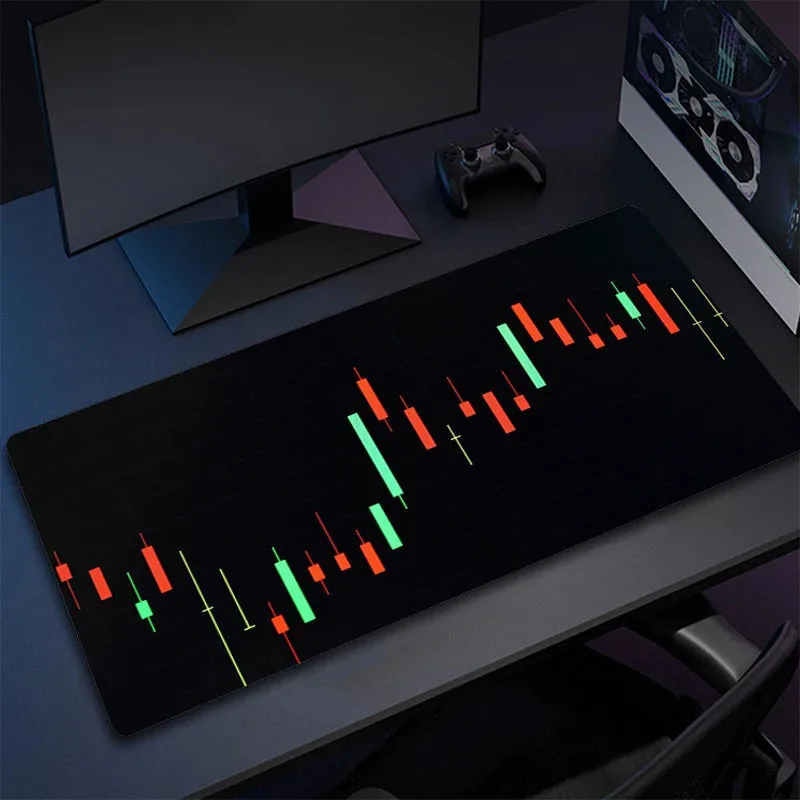 Computer Mouse Mat Stock Market Candle Chart Gaming Mouse Pad Gamer Locking Edge Computer Mousepad Game HD Print Keyboard Pads