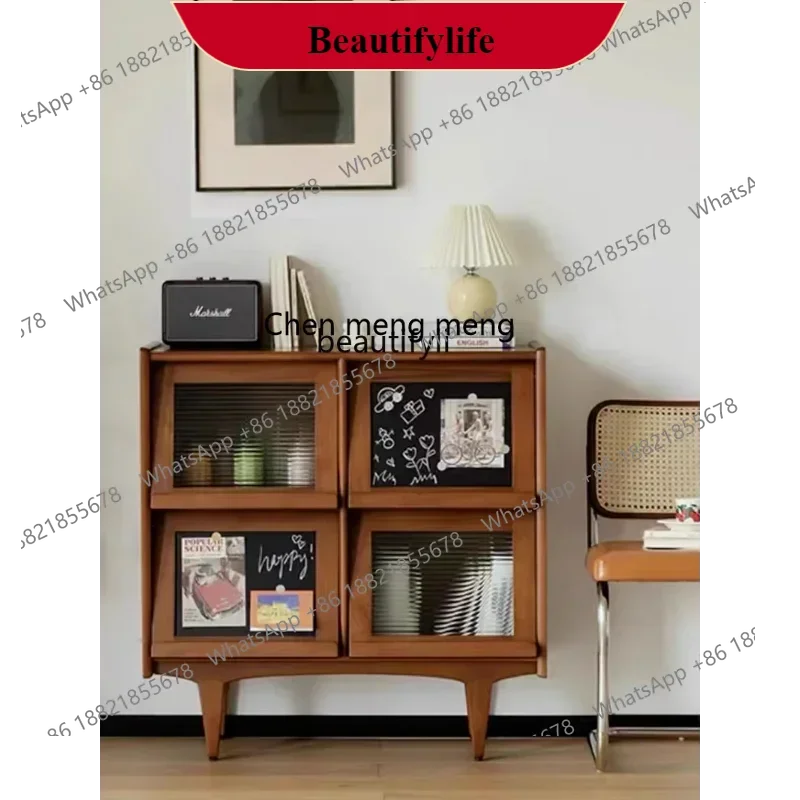 G153 Customized Japanese-Style Retro Solid Wood Bookcase Living Room Storage Sofa Edge Tea Cabinet Hallway Storage Cabinet