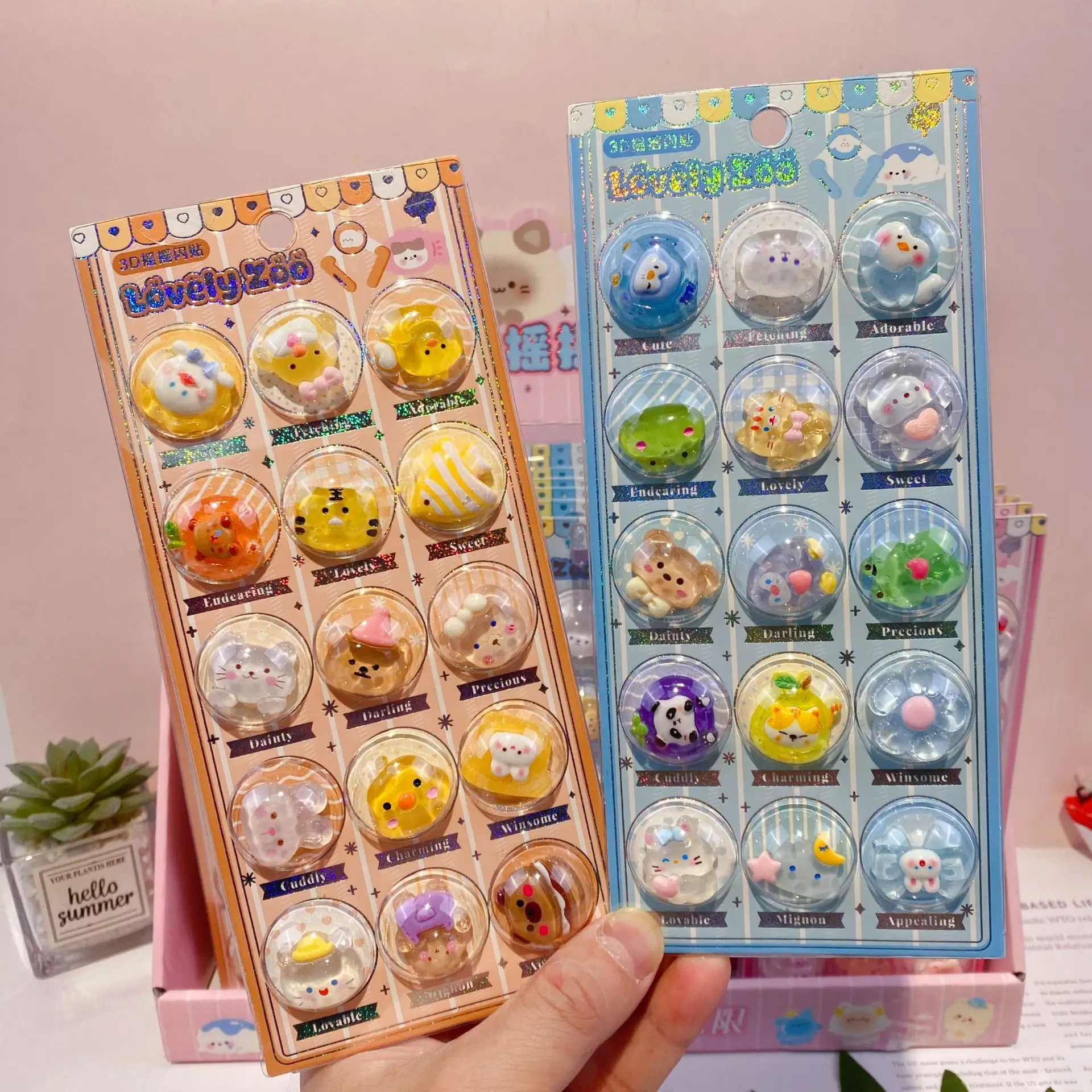 HOT Shake Flash Sticker 3D 3D 3D Relief Sticker Candy Crystal Sticker Children's Toy Decorative Sticker Reward Gift