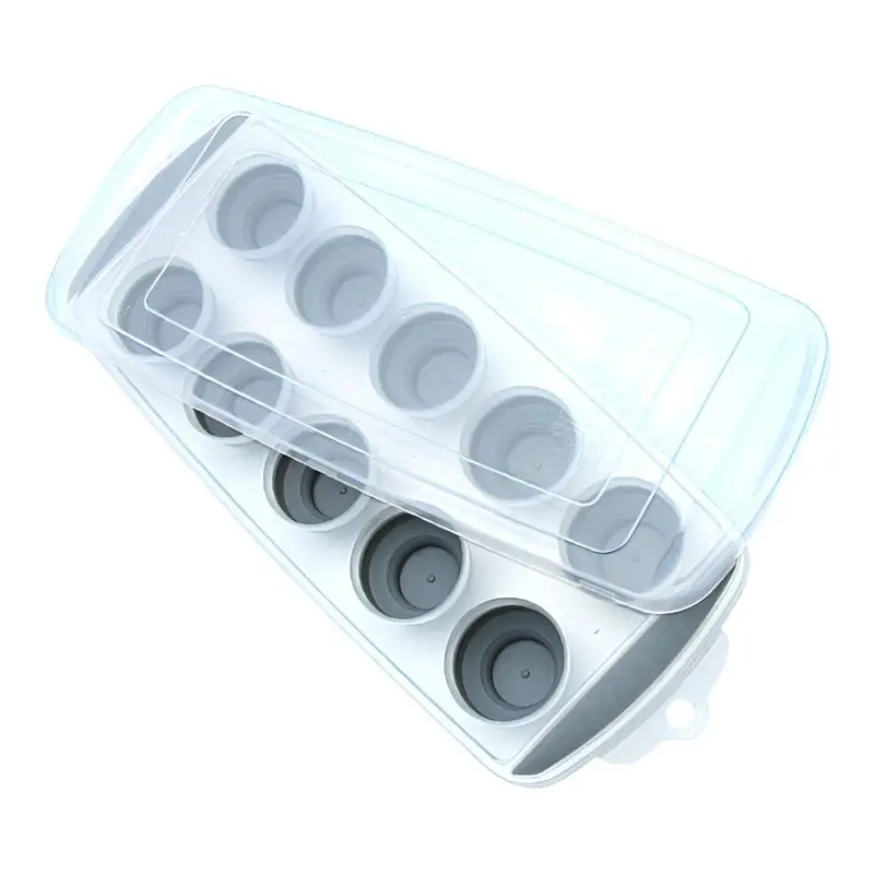 Foldable Silicone Ice Tray 10 Grid Silicone Foldable Ice Cubes Maker Mold with Lid Easy Release Ice Molds Ice Cube Freezer Trays