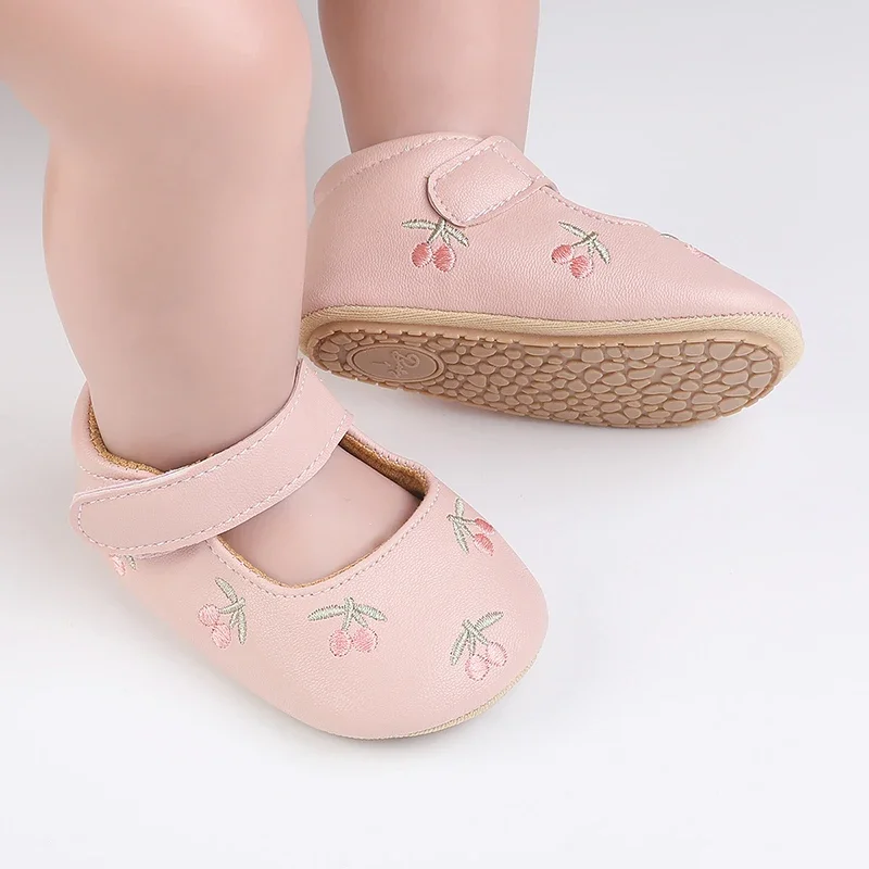 Chaussures en cuir PU coordonnantes pour bébé fille, semelle souple mignonne, motif non imprimé, premiers pas, marche, automne