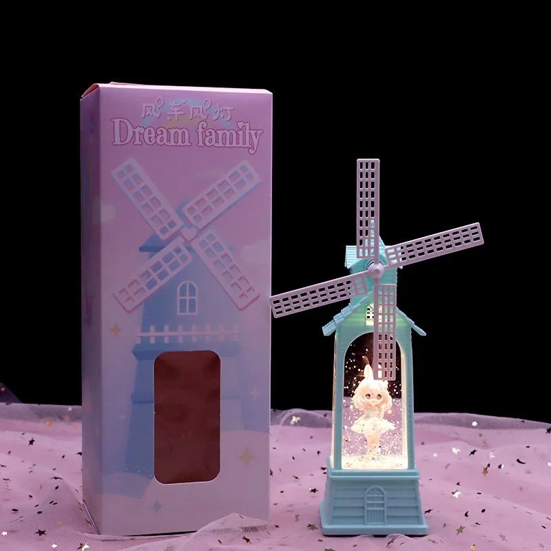 Elf Deer Girl Pinwheel Crystal Lamp Music Box. Glowing and turning music to decompress girls’ birthday gifts
