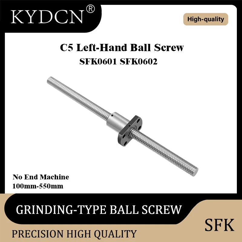 

C5 SFK0601 SFK0602 Left-hand Thread Ball Screw No End Machined Grinding-type Ball Screw for Home DIY Priter
