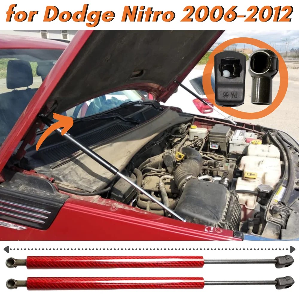 

Qty(2) Hood Struts for Dodge Nitro 2006-2012 Front Bonnet Modify Gas Springs Shock Absorbers Lift Supports Dampers Bars