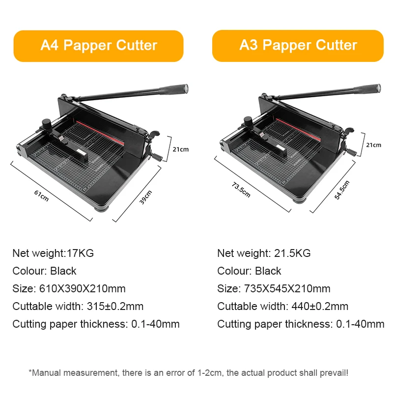 A4/A3 Paper Trimmer Paper Cutter Photo Cutter Manual Max Thickness 4cm Paper Cutting Machine Heavy Duty Guillotine 858-A3 858-A4