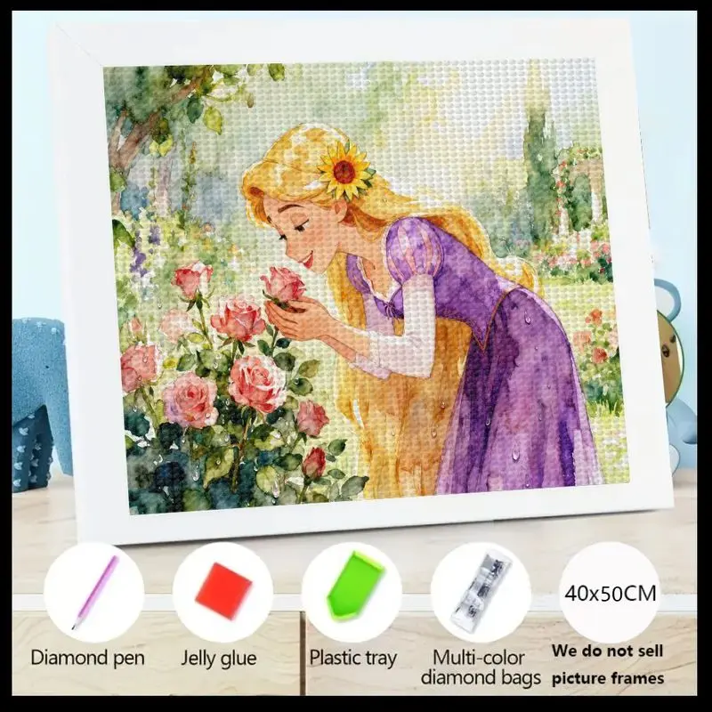 

1 шт., набор для алмазной живописи принцессы, 5D DIY, полная дрель, набор для творчества с кристаллами и драгоценными камнями, сказочная садовая сцена с женщиной, запахом роз, Рейн