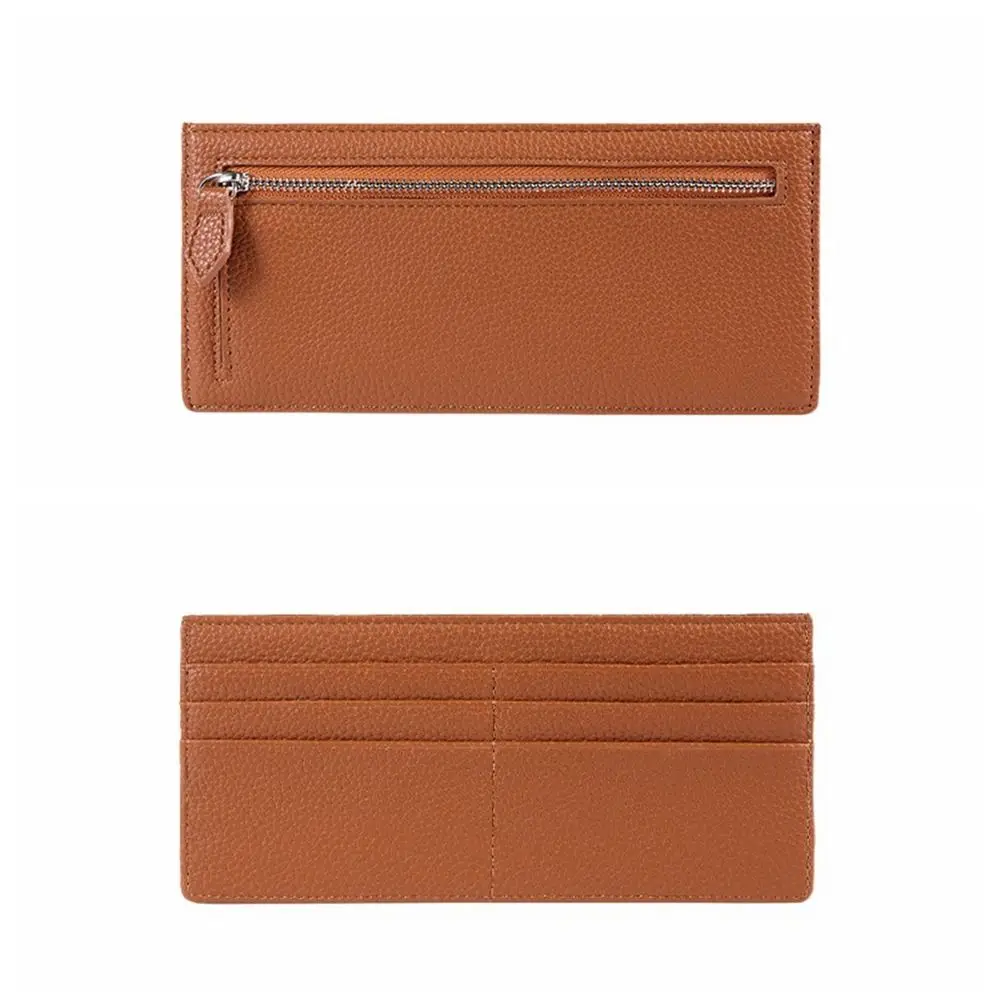 Retro PU Leather Credit Card Holder Korean Style Multiple Card Slots Long Wallet Thin Solid color Zipper Coin Purse Outdoor