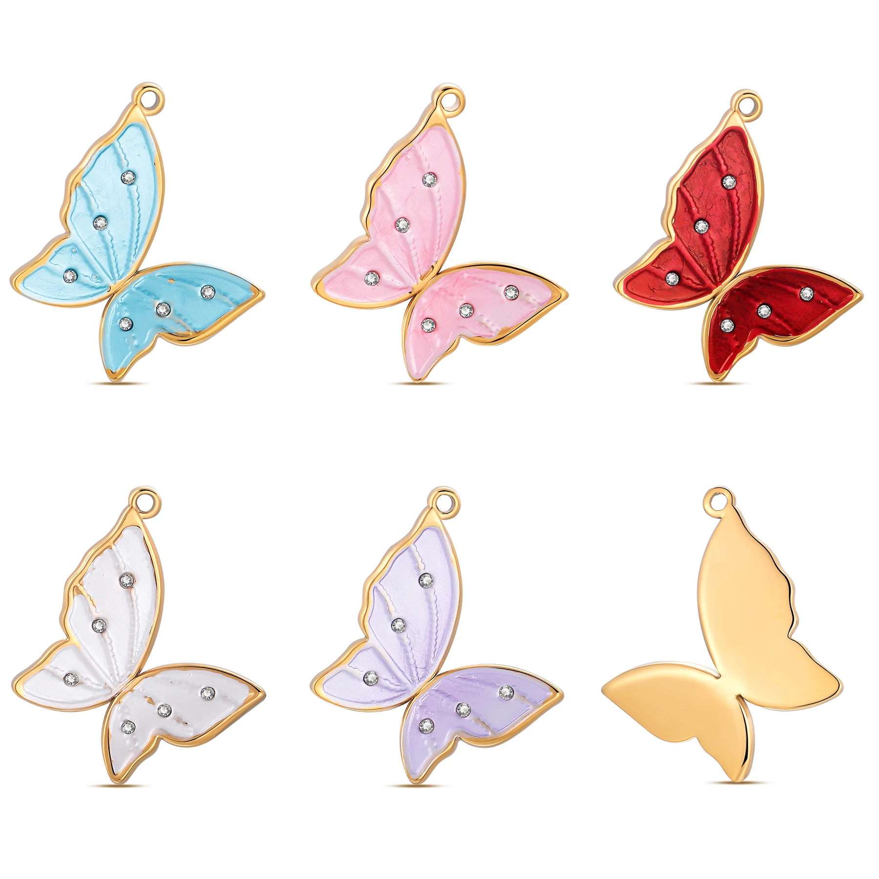

3Pcs/Lot 304 Stainless Steel Butterfly Pendants Multicolor Gradient Color Butterfly Animal Enamel Charms For DIY Jewelry Making