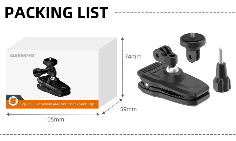Magnetische Action-Kamera, 360-Grad-Dreh-Hut-Gürtel, Rucksack-Clip-Klemmhalterung für DJL OSMO Action 6 5 Pro 4 Go Pro 13 12 11 10 9 – Detail 15