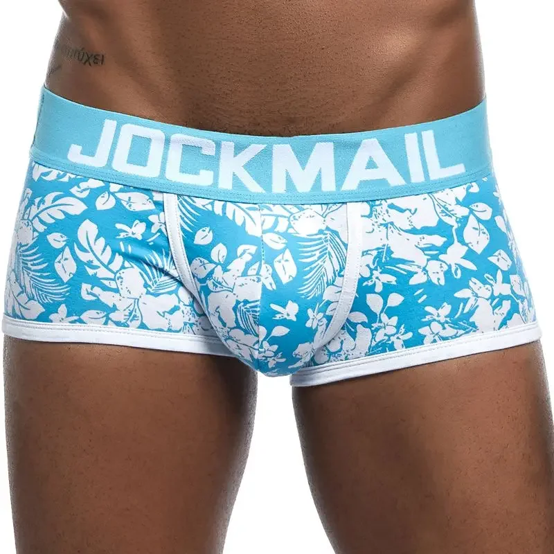 CKMACanon-Boxer Respirant en Maille de Coton pour Homme, Culotte en U Convexe, Sous-Vêtements Sexy pour Thérapeute, Caleçon avec Feuilles Imprimées,