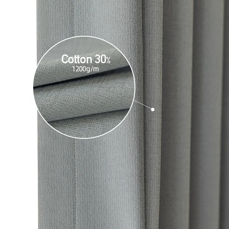 

Wholesale Thick Double Side Linen 100% Blackout Thermal Insulated Black Out Curtains for Living Room Luxury Curtains
