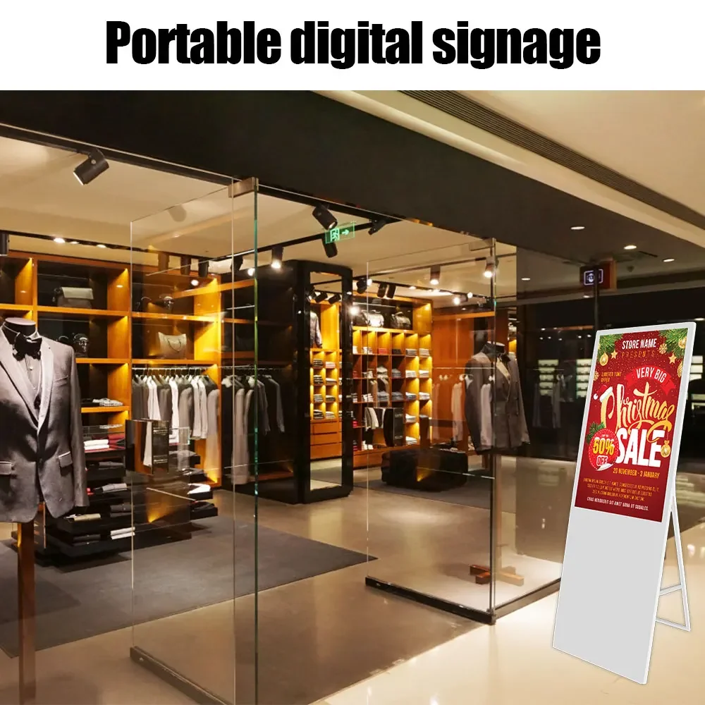 VETO a Type Portable Digital Signage 32 43 49 55 بوصة داخلي HD LCD عرض الملصق الرقمي لمتجر البيع بالتجزئة