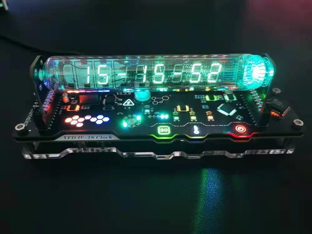 Iv18 Fluorescent Tube Clock Art Creative Technology Sense Decoration Computer Desk Decoration Nixie Tube