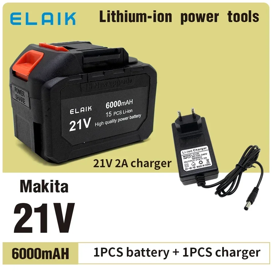 Makita-Tournevis électrique de grande capacité, adapté aux outils électriques, perceuse électrique, batterie au lithium-ion, pipeline, instantané 4A, 18V, 21V, 2000mAh