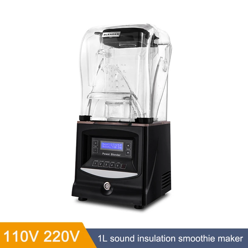 Food Blender Commercial 1800W Mute Juicing Machine Food Mixer 1000ml Sound Insulation Food Processor Smoothie Maker