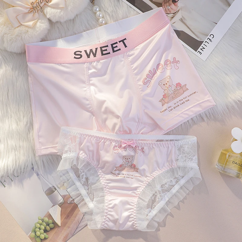 Lover Underwear Lolita Sexy Pure Desire Cute Cartoon Couple Underwear Sweet Panties Set Low Waisted Triangle Pants