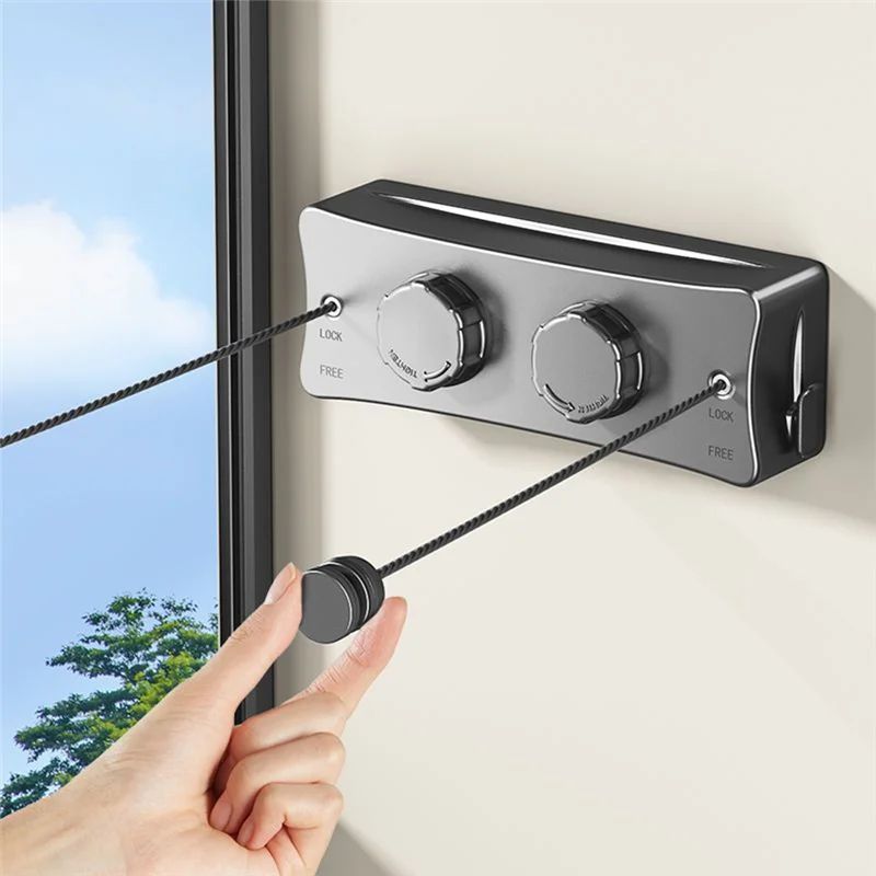 

ABJO-Retractable Clothes Drying Rope No-Punch Indoor Clothes Drying Rope Double-Line Retractable Clothes Drying Rope