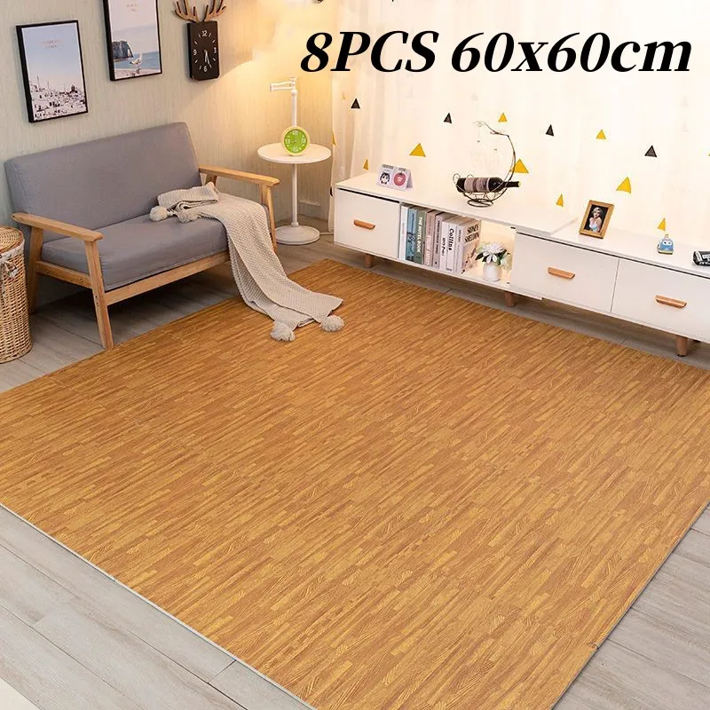 60x60cm Baby Game Mat Wood Grain Play Mats 8PCS Floor Mats Thick 1cm Puzzle Mat Foot Mat Play Mats Activities Mat for Baby Mats