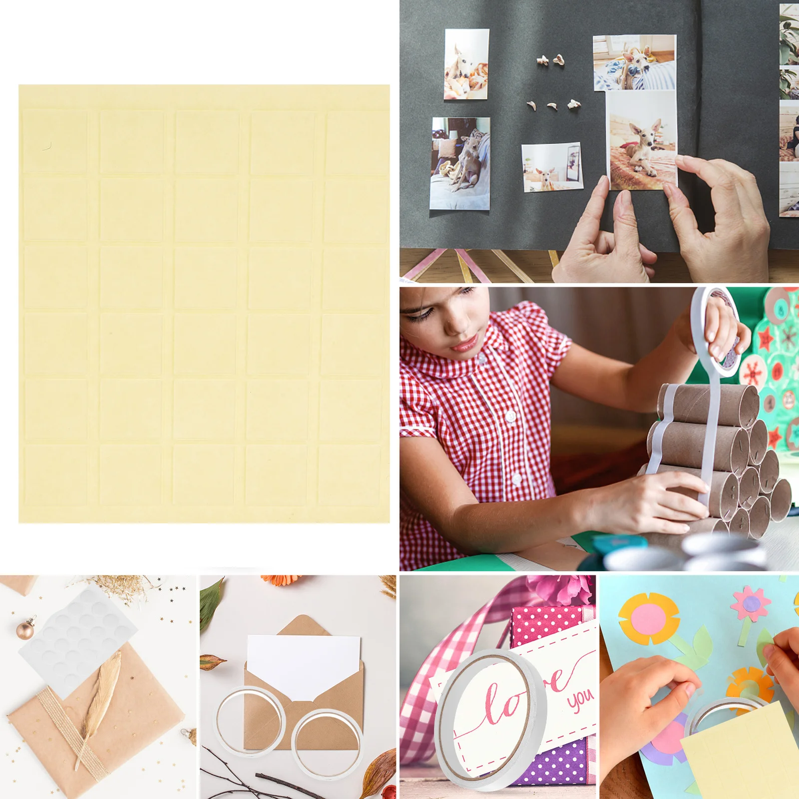 150Pcs Clear Adhesive Sticker Square Double Sided Tape No Traces Transparent Stickers Easy Storage Double Sides Tape