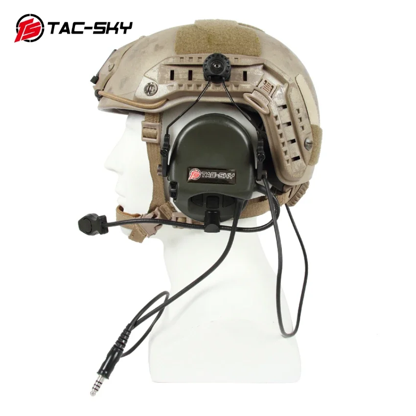 TS TAC-SKY TEAHEADSET Hi-Threat Tier 1 Tactical Helmet ARC Track Adapter Stand Version Noise Cancelling Walkie Talkie  Headset