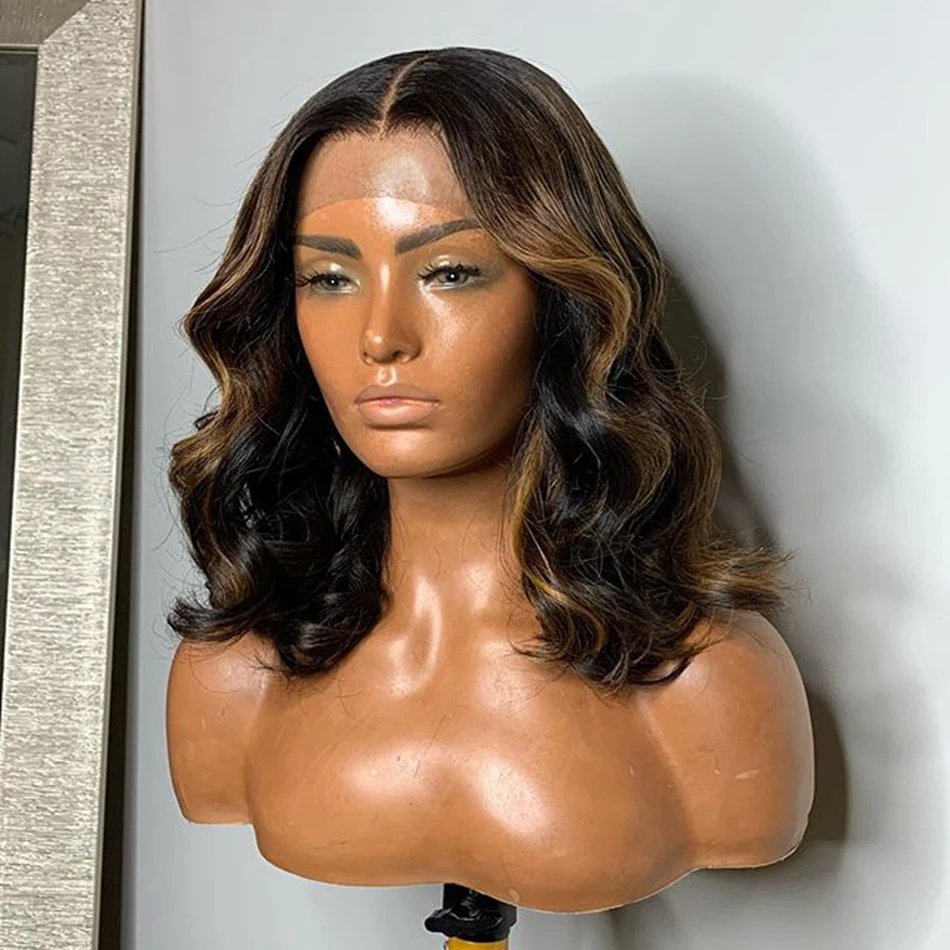 Glueless 28 inch Highlight Body Wave  5x5 Silk Base Jewish Human Hair Wig Baby Hair HD Lace European Hair Preplucked