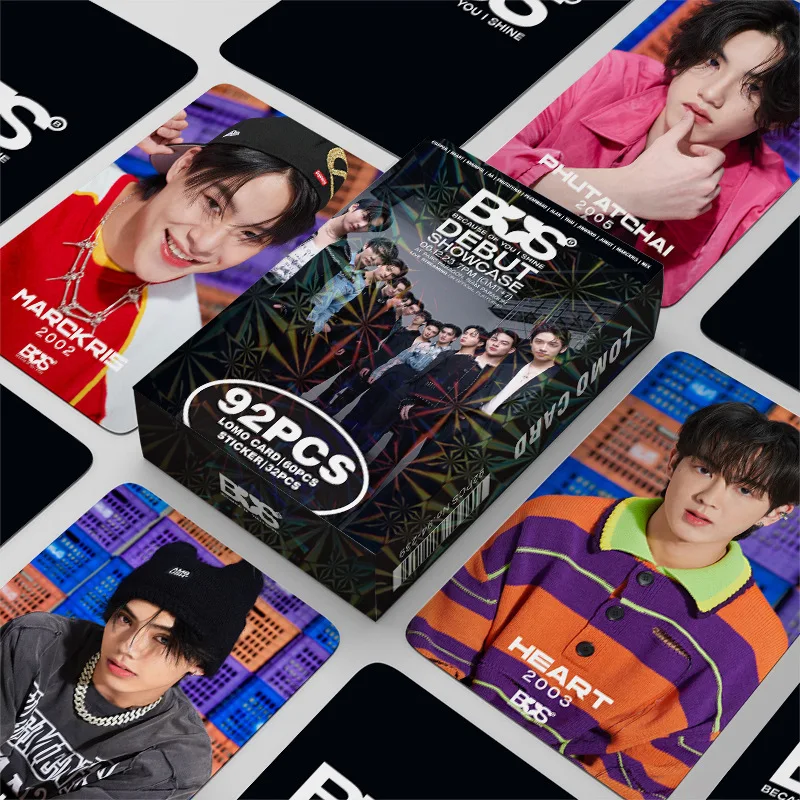 

92PCS Thai Boy Group BUS Holographic Photo Cards Set Collectible Male Character LOMO with Bonus Stickers for Fans