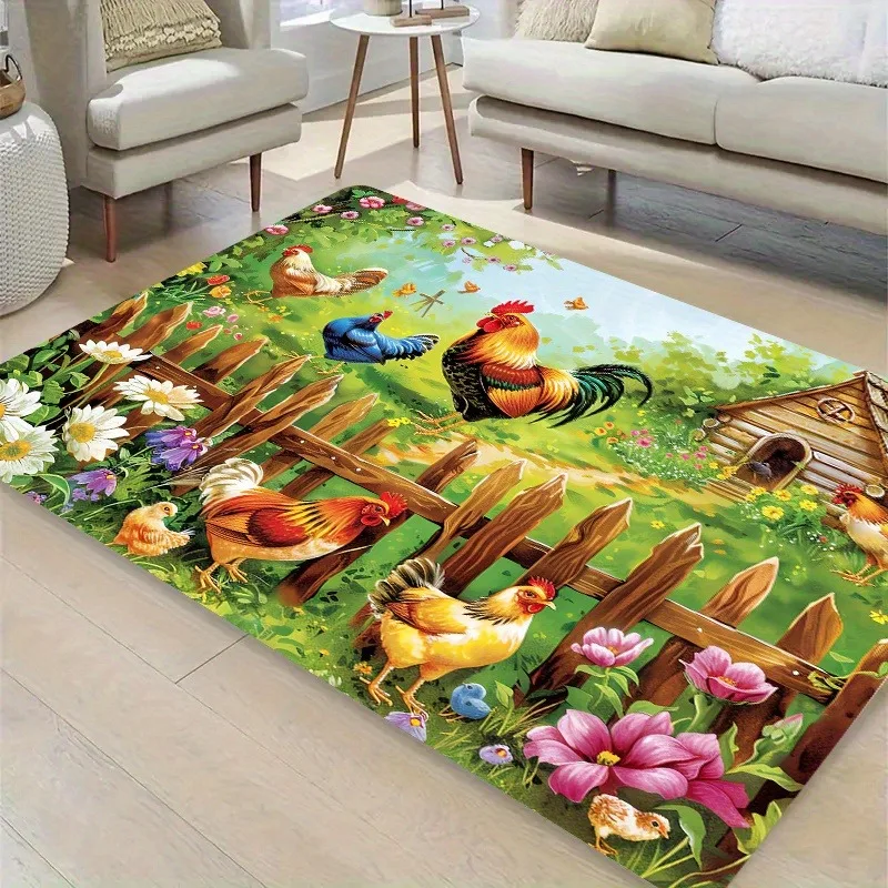 

1PC Chicken Pattern Kitchen Rugs Non-Slip Home Door Mats Pop design Bathroom Rugs Bath Mat Carpet for Home Sink Laundry Decor