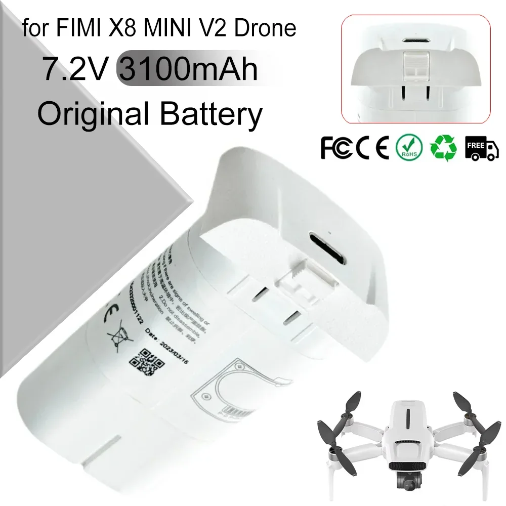 Batterie Li-ion Rechargeable pour Drone FIMI X8 MINI V2, 7.2V, 3100mAh, pièces de rechange pour vol Intelligent, accessoire pour quadrirotor RC