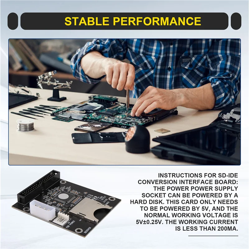 Geavanceerde 1 PCS SSD Embedded Storage Adapter Card SD naar 3,5 inch IDE 40-pins converterkaart IDE SD-kaartadapter