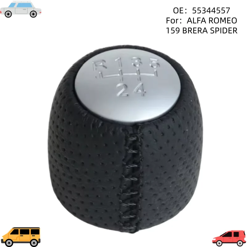 for Gear shift knob, perforated leather, black stitching, gear shift handball for Alfa Romeo 147, 156, 159, Brera Spider models.