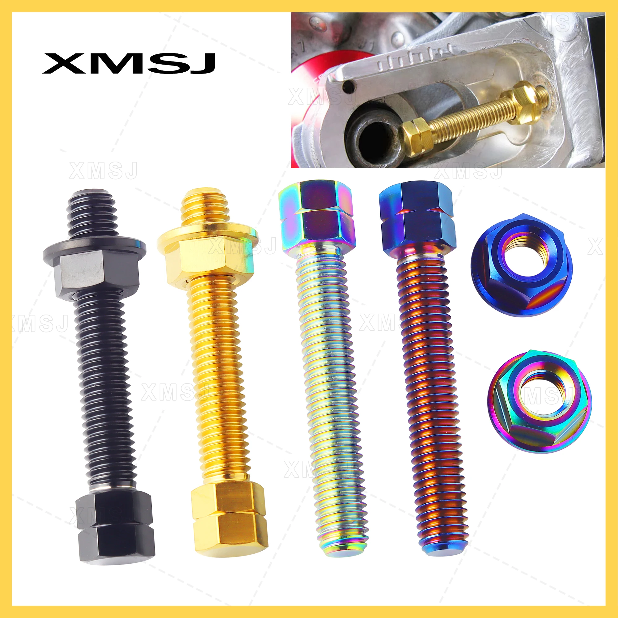 XMSJ Titanium Alloy Motocross Chain Adjuster Bolt Rear Axle M8 M10 Sprocket Locking Screws For KTM HONDA KAWASAKI SUZUKI YAMAHA