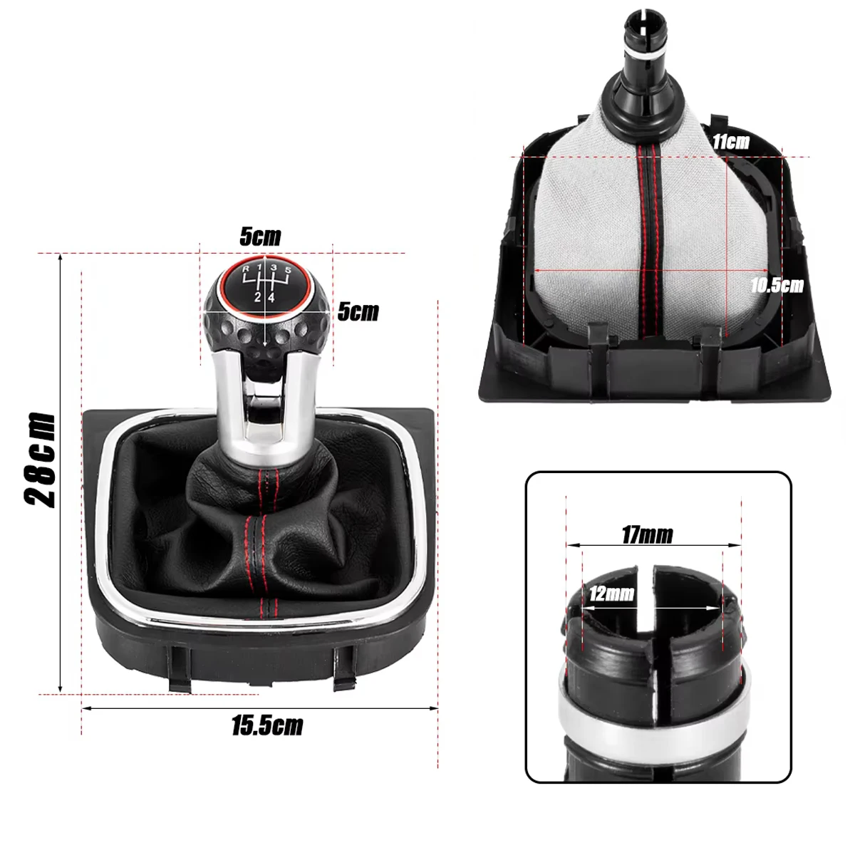 For VW Golf 6 MK6 GTI GTD R20 Golf 5 MK5 R32 GTD G-TI 2004-2013 Complete Set 5/6 Speed Manual Gear Knob With Boot Cover
