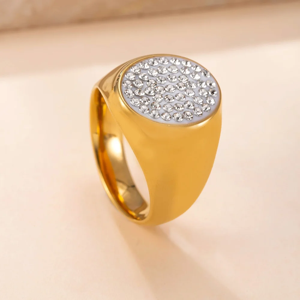 Luxury 316L Stainless Steel For Women Round Square Heart-shaped Bling Cubic Zirconia Finger Wedding Rings Engagement Jewelry