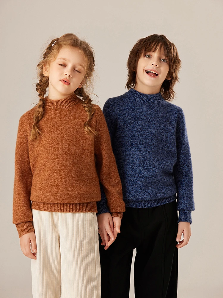 

CHICUU Autumn Winter Kid's 100% Cashmere Sweater Thickness O-neck Long Sleeve Pullover Boy Girl Clothes Children's Sweater Tops