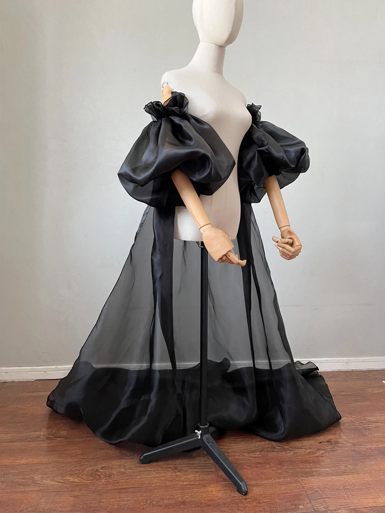 Bride Detachable Wedding Organza Wrap with Sleeves Accessory Travel Photography Party Wedding Bridal Accessories image 3
