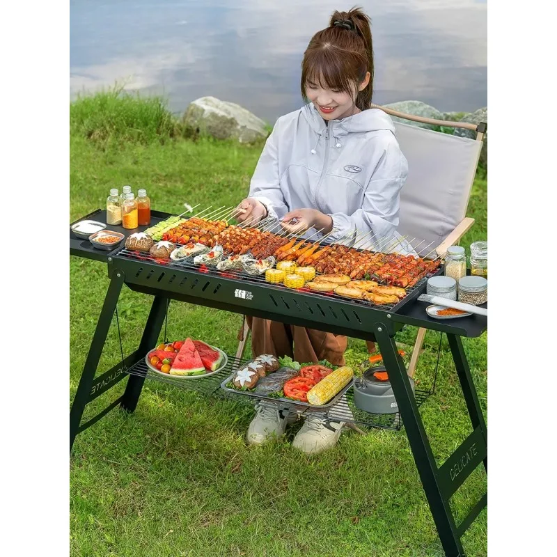 Barbecue Grill Outdoor Barbecue Grill Household Stove Folding Portable Barbecue Non-Smoking Camping