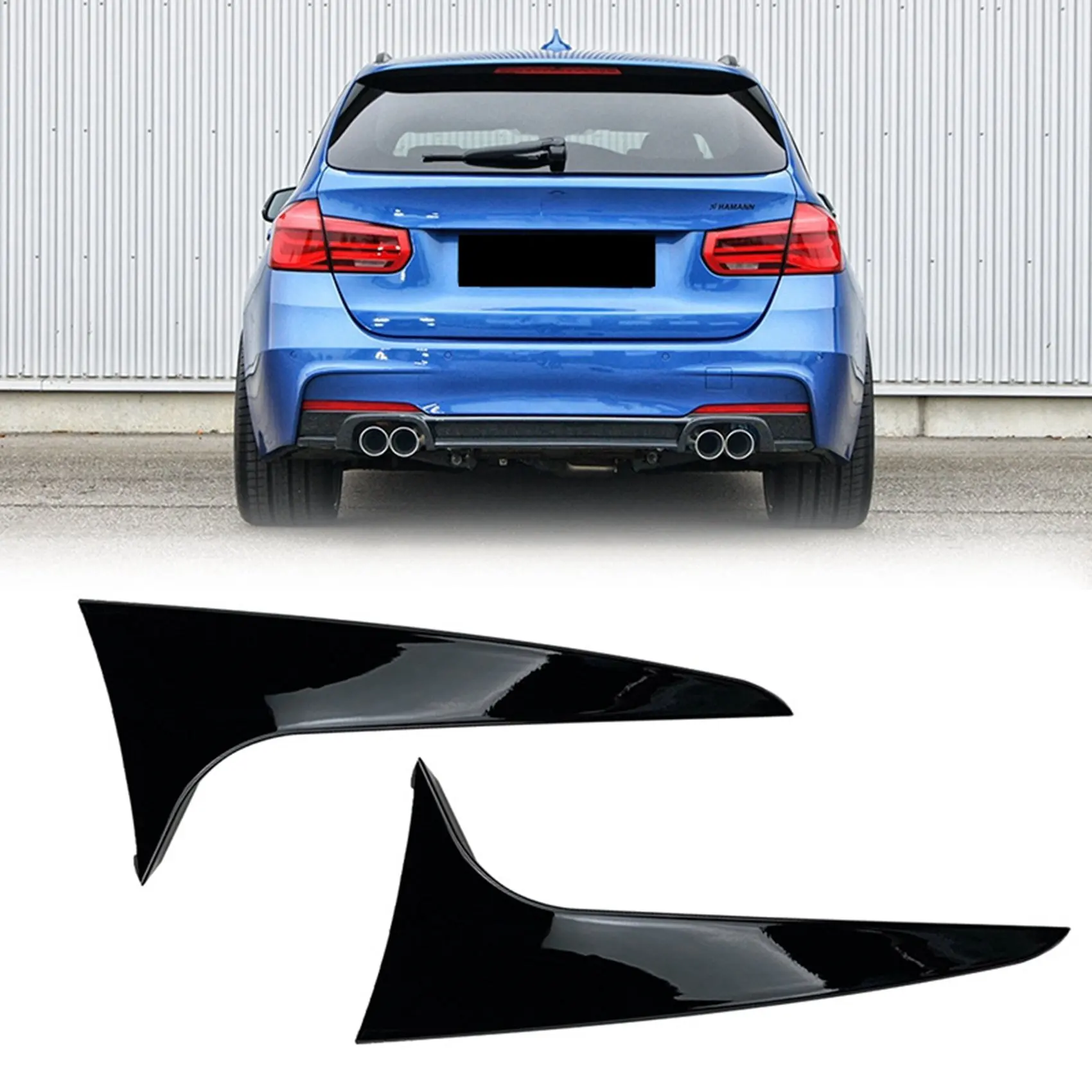 1 Pair Rear Behind Window Spoiler Canards Aprons Sticker Body Kit For BMW 3 Series F31 2012-2018