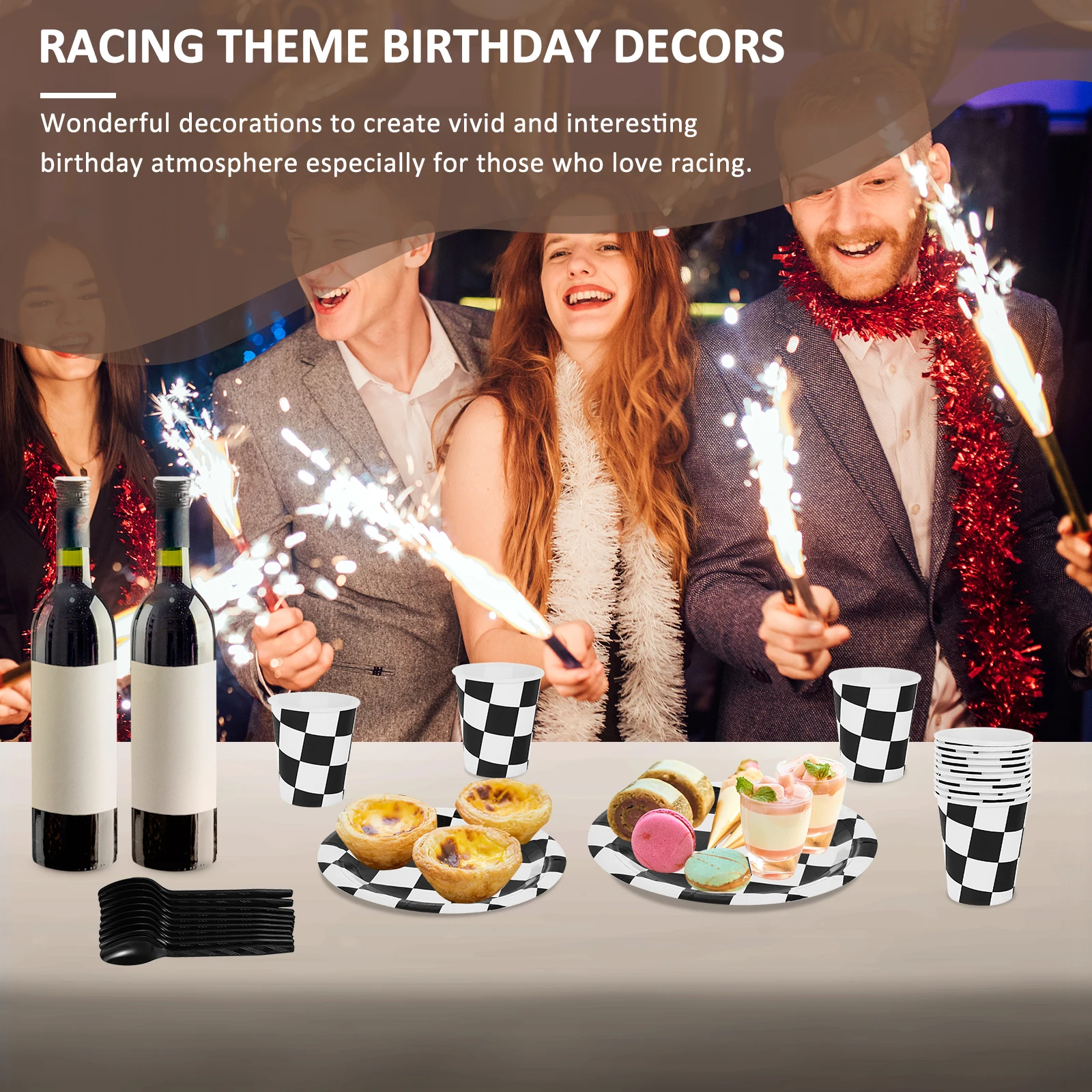 

1Set Racing Party Decorations Checkered Flag Tablecloth Set Disposable Plates Napkins Race Car Birthday Party Supplies