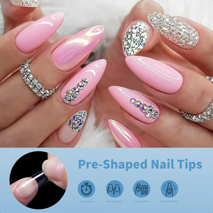 600 pièces sculptées moyen rond doux Gel ongles conseils professionnel faux ongles conseils avec boîte 14 tailles couverture complète clair acrylique Pr sur faux