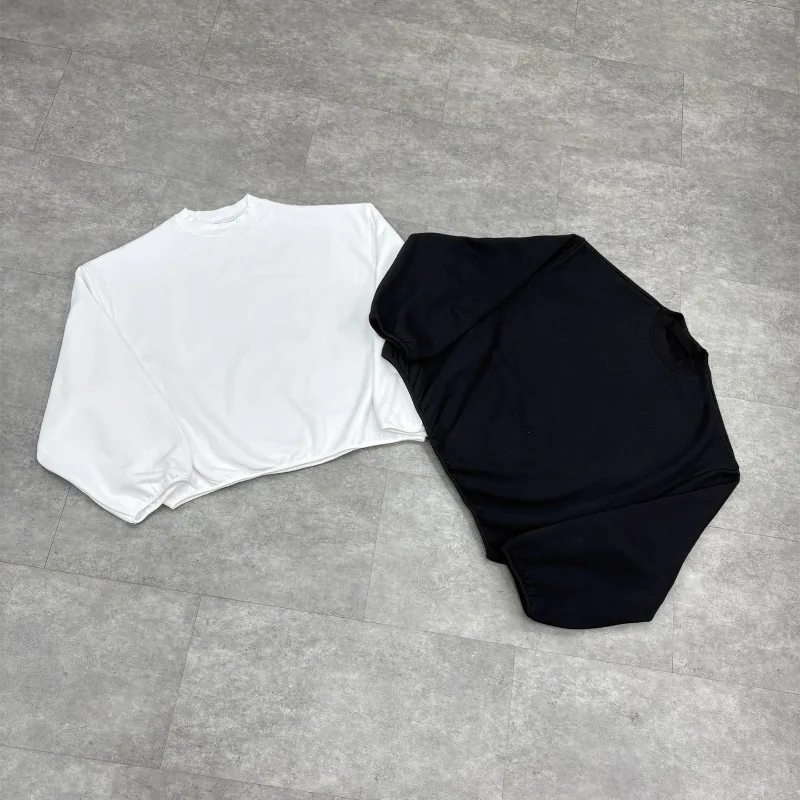 أسود أبيض Boxy Yzy Kanye West القطبية الصوف بلوزات الرجال النساء الشتاء فضفاضة الجولة الرقبة بلوزات المتضخم البلوفرات