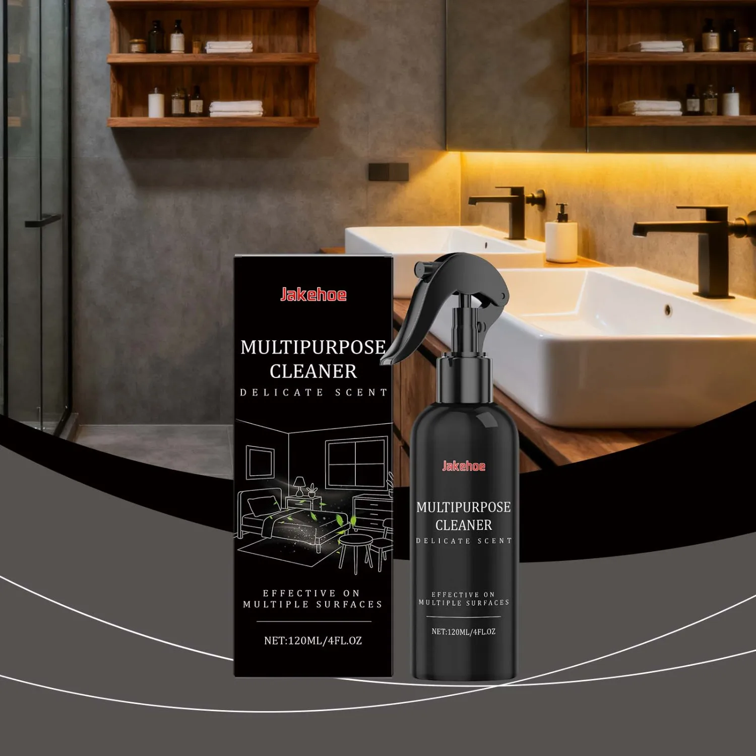 

Универсальный бытовой очиститель-спрей «все в одном» — удаляет накипи и стойкие пятна от плитки, раковины и душа в ванной комнате.