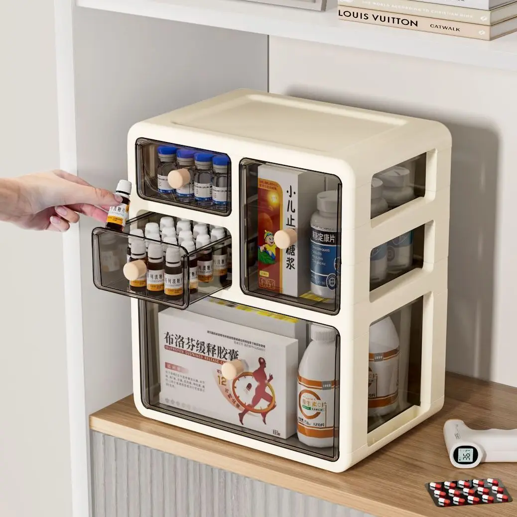 

Большой медицинский ящик для хранения, органайзер для косметики и бытовых принадлежностей, пластиковый кейс для дома и шкафа