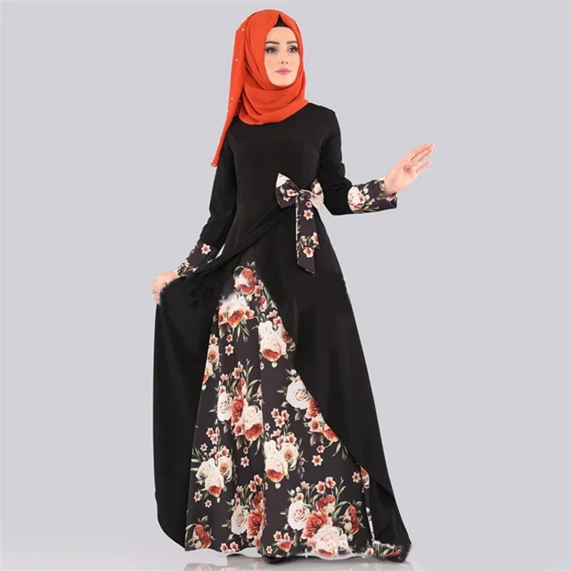 Ramadan kit Middle East abaya dress Dubai party dress Muslim Islamic Morocco Türkiye Saudi Arabia elastic waist long dress print