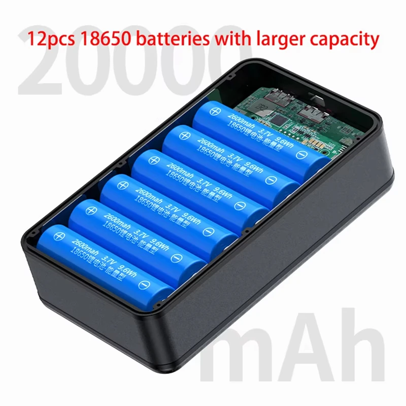 

22.5W Fast Charging 12*18650 Power Bank Case 15W Wireless Charging Mobile Power Bank Housing Battery Holder For Phone