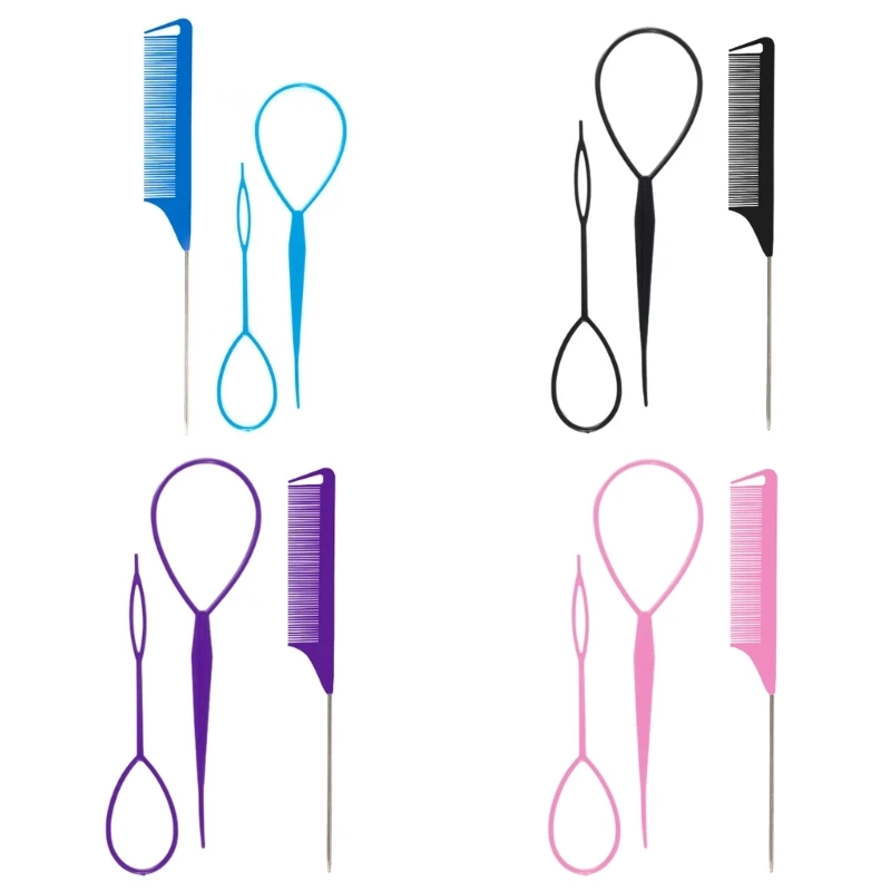 3Pcs/Set French Braiding Tool Loop Make Hairstyles Elastic Hair Bands Remover Cutter Tail Comb Hair Styling Tools Dropship