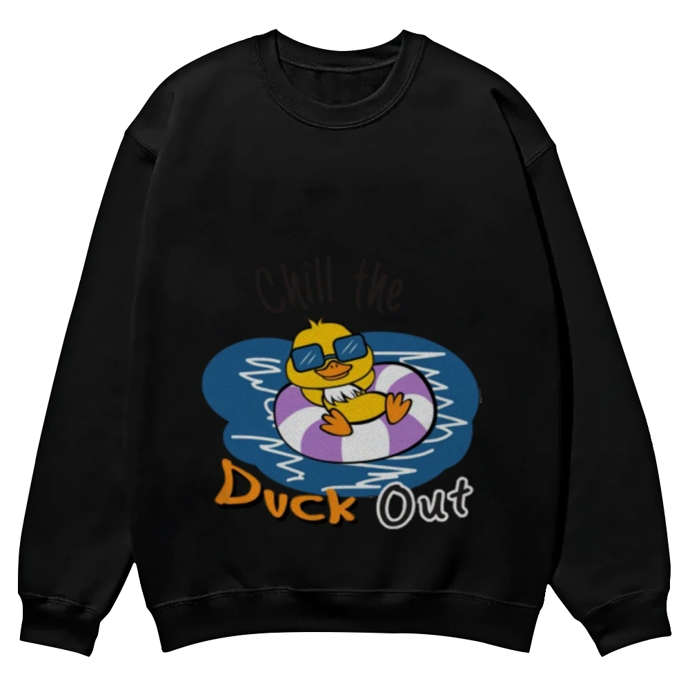 Chill the Duck Out Trendy Graphic Sweatshirt Cusal Sweatshirt Trendy Long Sleeve Shirt Comfort Colors Unisex Sweatshirt