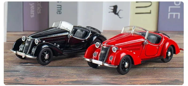 1/32 liga fundida conversível w25k 1936 - 1938 modelo clássico carro de brinquedo simulação som luz puxar para trás coleção brinquedos veículo