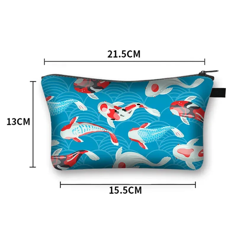 Chinese Koi Fish / Crane Print Cosmetic Case Women Makeup Bags Organizer Lipstick Bag Fashion Toiletry Kits Portable Storage Bag