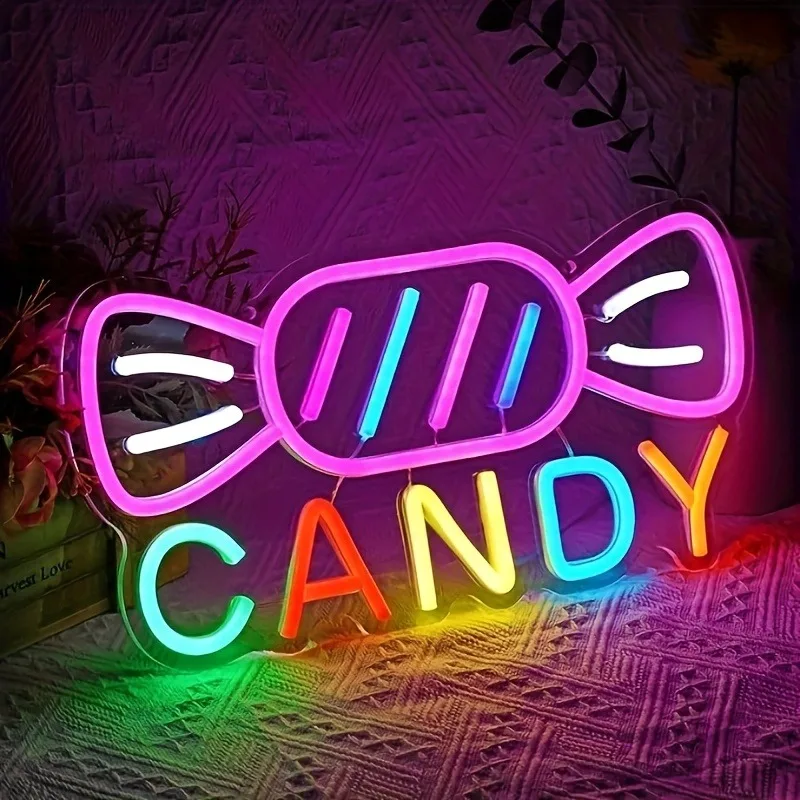 

Неоновые световые вывески-конфеты для декора стен, украшения для парков развлечений и вечеринок, USB-светильники с регулировкой яркости, для дня рождения, декора стен спальни