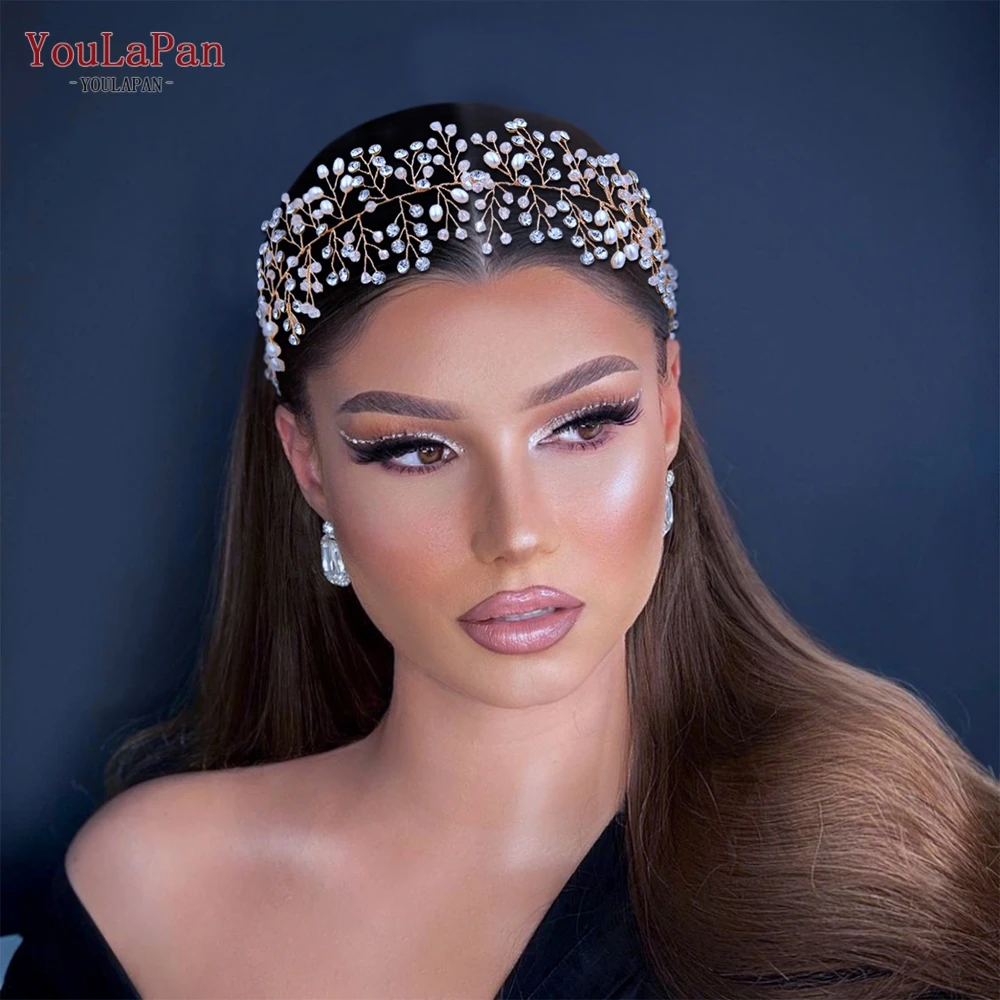 YouLaPan – diadème de mariée en cristal, bandeau en perles pour femmes et filles, accessoires de cheveux de mariage, bijoux faits à la main, couvre-chef HP10